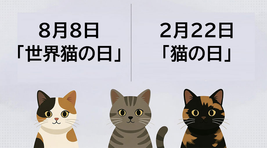 参考イラスト：8月8日「世界猫の日」と2月22日「猫の日」を表示